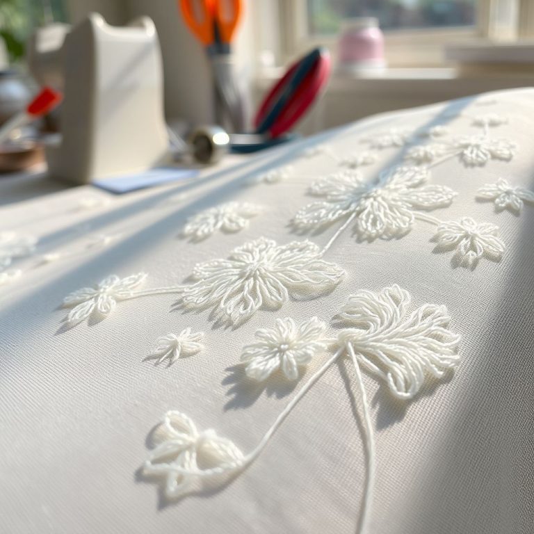 Shadow Work Embroidery: Delicate Designs on Sheer