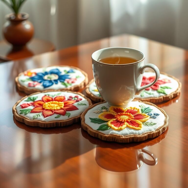 Embroidered Coasters Functional Art Protecting Surfaces Beautifully