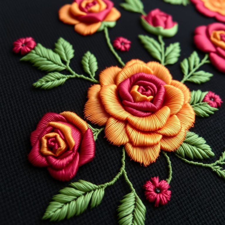 Stunning Stitches: Floral Embroidery with Satin and Chain