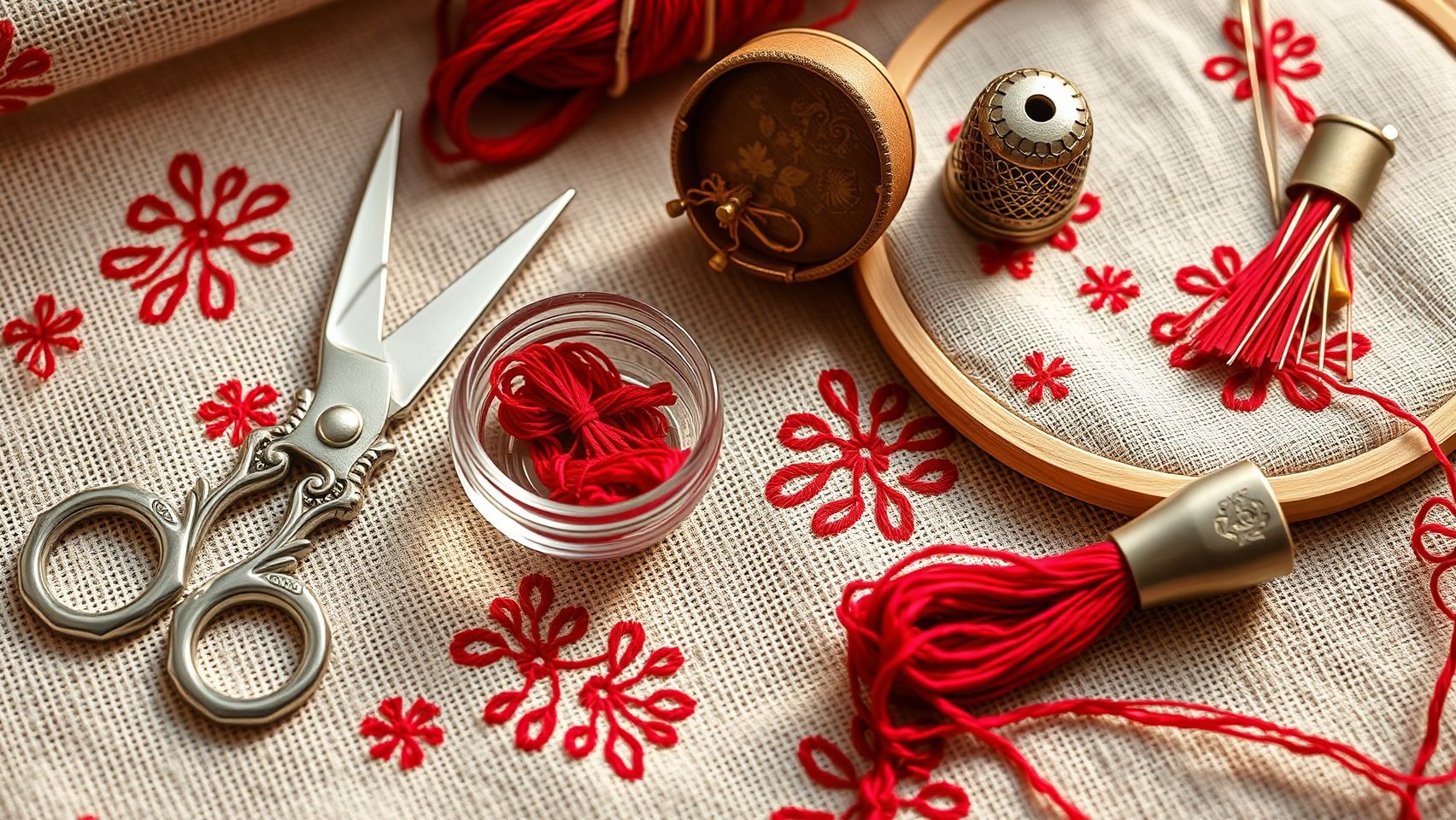 Essential Tools and Materials for Modern Redwork Embroidery